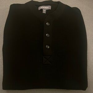 Bonobos black Henley. 100% extra fine merino.